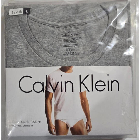 Calvin Klein Mens Classic Fit T-Shirt Grey Black & White 3 Pack Size Small NWT - Picture 1 of 4